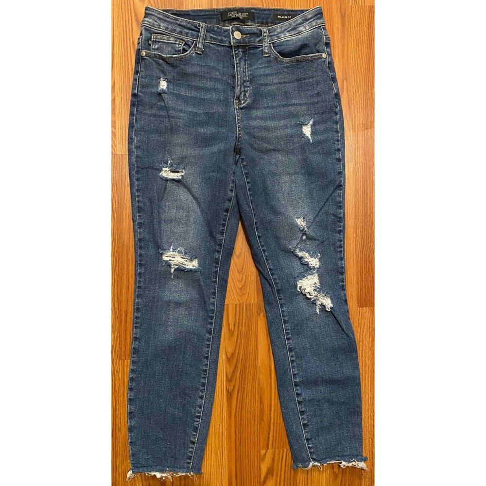 Judy Blue Jeans Womens 7/28 Relaxed Fit Distressed Stretch JB88135 MD